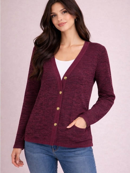 Maurices Sweaters - Maurices Marled Knit‎ Cardigan Burgundy Button Front Size M